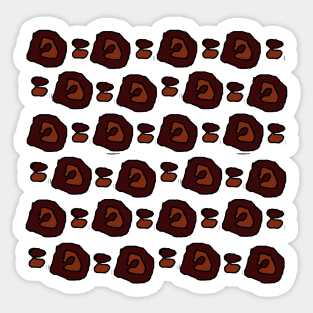 Brown shapes pattern on green 2 Sticker